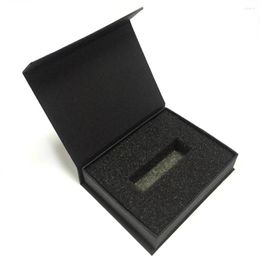 Cadeau Wrap USB Mariage Faveur Stockage Jewel Case Party Craft Rectangle Noir Emballage DIY Flip Cover Carton Petite Boîte De Papier
