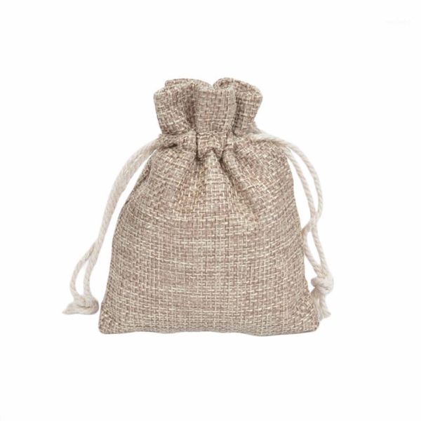 Cadeau cadeau utile et durable sac de jute sac bijoux en lin pour la fête de mariage bricolage artisanat maison fournitures de stockage de vacances 9.5x12.5cm1