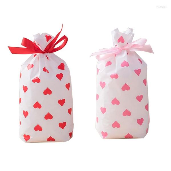 Envoltura de regalo Bolsas de corazón para el día de San Valentín Conjunto de 50 galletas Trate la bolsa de envoltura de dulces para la fiesta de amor de San Valentín Bolsa de compromiso de boda