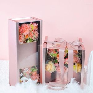 Emballage cadeau saint valentin luxe coeur forme papier boîte cristal Rose emballage tiroir bijoux fleur