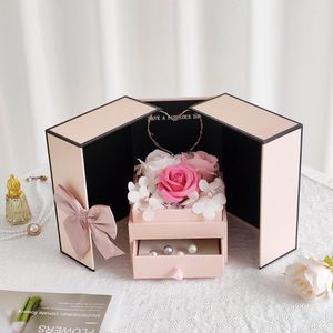 Gift Wrap Valentijnsdag LED SOAP ROSE DOOS POZE SIERRY OPSLAG MET LADER GIRLS Verjaardagsfeestje Wedding Anniversary Supplies