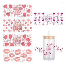 Geschenkwikkeling Valentijnsdag Thema Hartpatroon UV DTF Transfer Sticker Waterdichte transfersstickers voor 16 oz glazen bekerstickers