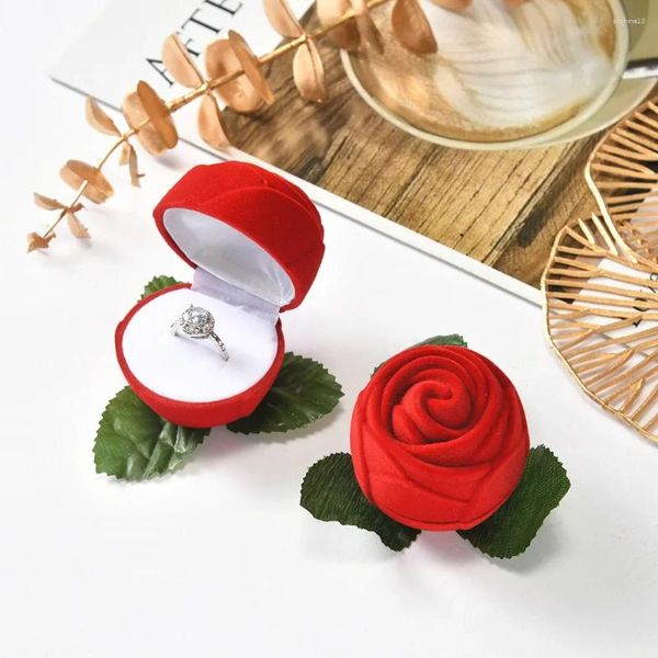 República de regalos Anniversary de bodas de la boda de rosa Diadenta de rosas Caja de anillo de ramas Exquisitas pendientes de tela de felpa que flecha de un regalo de gama alta.