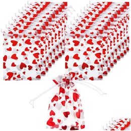 Emballage Cadeau Saint Valentin Organza Sac Bronzage Coeur Bijoux Dstring Bonbons Sacs Drop Delivery Home Garden Festive Par Dhgarden Dhi17