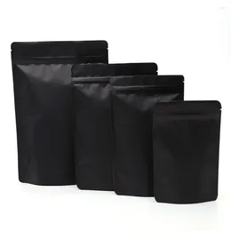 Emballage cadeau Différentes tailles Mat Blanc Noir Stand Up Pochettes Sacs en plastique en aluminium Emballage de fête de fête 50pcs