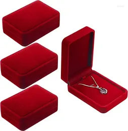 Cadeau Wrap Collier de velours Pendentif Boîte à bijoux pour mariage Noël Thanksgiving Anniversaire Vitrine Affiche Vin Rouge