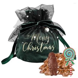 Bolsas de terciopelo envolvente de regalos con cordones de joyas de navidad bolsas para joyas de navidad