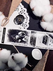 Emballage cadeau Vintage noir et blanc Washi ruban pour animaux de compagnie pour la fabrication de cartes planificateur bricolage Scrapbooking Plan autocollant décoratif