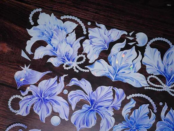 Enveloppe-cadeau vintage Blue Iris Floral Washi Pet Ruban pour le planificateur Carte Faire un plan de scrapbooking DIY Sticker décoratif
