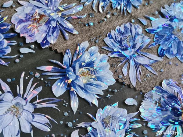 Emballage cadeau Vintage bleu violet Epiphyllum Floral Washi ruban pour animaux de compagnie pour la fabrication de cartes décoration bricolage Scrapbooking Plan autocollants