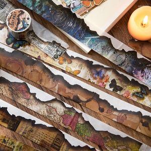 Cadeaupapier Vintage Verbrande Kaart Koffie Rand Stickers Pack DIY Dagboek Junk Journal Decoratie Collage Frame Maken Sticker Scrapbooking