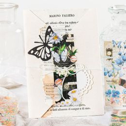 Emballage cadeau Vintage papillon Floral Collage main grand livre décoratif 10 pièces autocollants artisanat bricolage à la main Scrapbooking fournitures