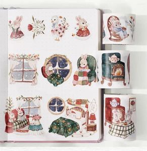 Envoltura de regalo Vintage Nochebuena Tejido Colección de sueños Washi PET Cinta para planificador Tarjeta Fabricación DIY Scrapbooking Plan Etiqueta decorativa