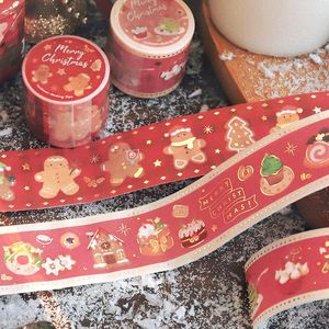 Geschenkwikkeling Vintage Christmas Washi Stickers DIY Bronzing Xmas Decor Gingerbread Man Sneeuwvlok Sticker Pracking Craft Supplies