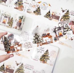 Cadeauverpakking Vintage Chritmas Fairy Twon Tree Snowman Washi PET Tape voor Planner Card Making DIY Scrapbooking Plan Decoratieve Sticker