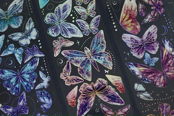 Enveloppe-cadeau Vintage Crystal Wing Butterfly Washi Pet Tape for Planner Carte Freed Diy Scrapbooking Plan Decorative Sticker