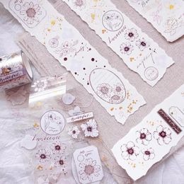 Cadeau cadeau Vintage Fog Moon Floral Washi Pet Tape pour la fabrication de cartes DIY Scrapbooking Plan Autocollant décoratif