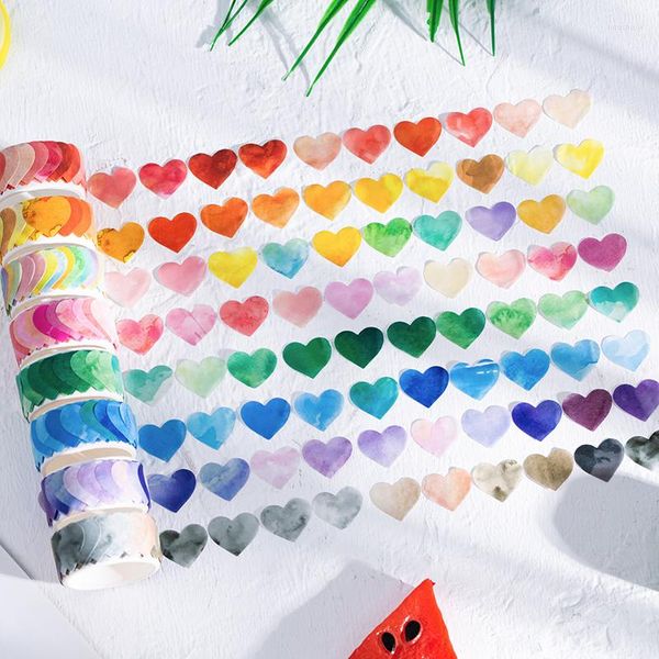 Emballage cadeau Vintage dégradé couleur en forme de coeur Washi papier autocollant bricolage Journal Journal décoration étiquette Scrapbooking