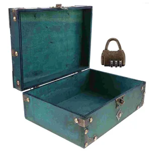 Geschenkwikkeling Vintage Jewelry Box Houten Trinket Storage Wood Organizer met gecodeerd slot