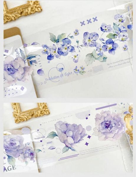 Emballage cadeau Vintage bleu pâle Floral Washi ruban pour animaux de compagnie pour la fabrication de cartes de planificateur bricolage Scrapbooking Plan autocollant décoratif