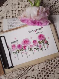 Emballage cadeau Vintage Rose Rose Floral fond Washi ruban pour animaux de compagnie pour la fabrication de cartes décoration bricolage Scrapbooking Plan autocollants