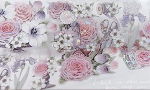 Cadeau cadeau Vintage Rose Rose Tulip Floral Washi PET Tape pour la fabrication de cartes Décoration DIY Scrapbooking Plan Autocollants