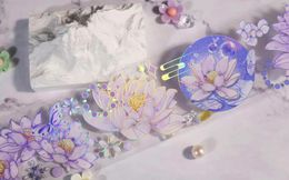 Geschenkwikkeling Vintage Purple Lotus Floral Washi Pet Tape For Planner Card Making Diy Scrapbooking Plan Decoratieve sticker