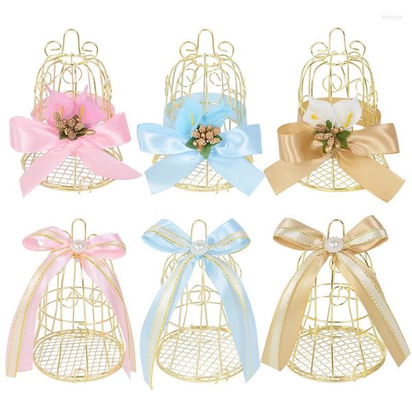 Papel de regalo Vintage Retro Bird Cage Candy Box Boda Golden Chocolate Boxes Metal Hierro Decoración Cumpleaños Souvenir Baby Shower Supply