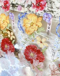 Emballage cadeau Vintage printemps fleur Floral fond ruban Laser brillant Washi ruban pour animaux de compagnie pour la fabrication de cartes bricolage Scrapbooking autocollant décoratif