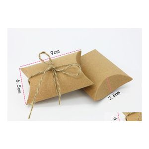 Envoltura de regalo Vintage White Khaki Rope Candy Chocolate Caja de papel para cumpleaños Drop Delivery Home Garden Festive Party Supplies Event Dhbwc