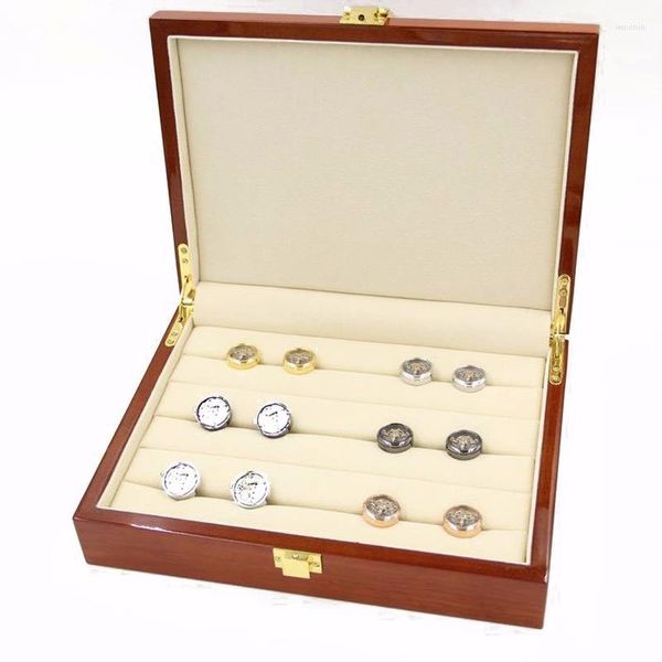 Papel de regalo Caja de escaparate de madera vintage Joyas de exhibición para anillos Pendientes Gemelos