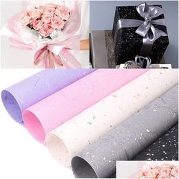 Papier cadeau imperméable 10pcs / lot 60x60cm fleuriste brillant mariage de Noël Valentine bouquet de fleurs décor drop livraison maison gar dha6x