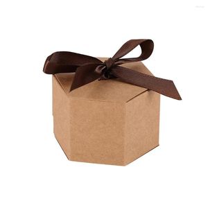 Geschenkwikkel Wedding Candy Box Party Favor Boxes Pie Chocolade Sugar Packaging Engagement Verjaardagsvoorstel Celebration Brown