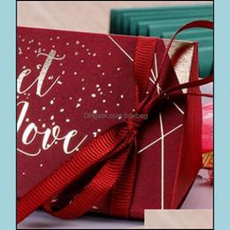 Celebraci￳n de boda de regalos Celebraci￳n de dulces Tri￡ngulos Chocolates Cajas de regalos de regalo Regalos chapados en la envoltura de la cinta de seda Llegada 0 33cy m2 dhsnm