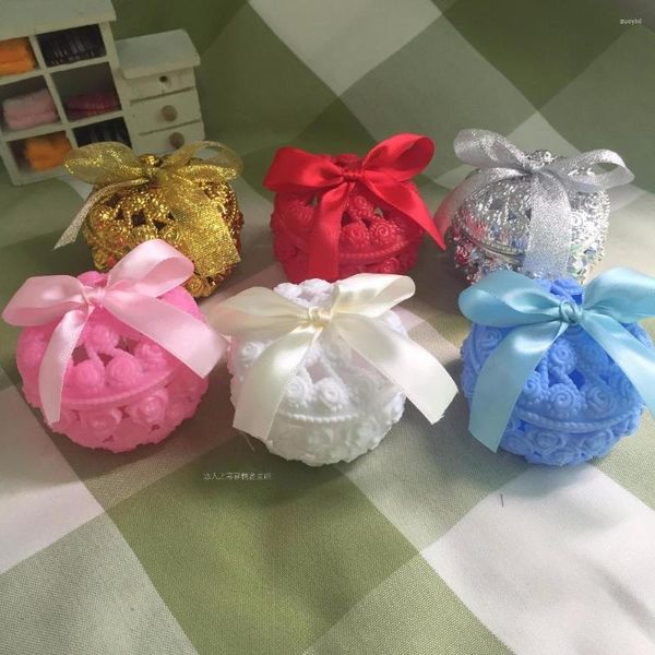 Envoltura de regalo Caja de recuerdos de boda Baby Shower Fiesta nupcial Dulce caramelo Cajas de rosas de plástico multicolor creativas europeas