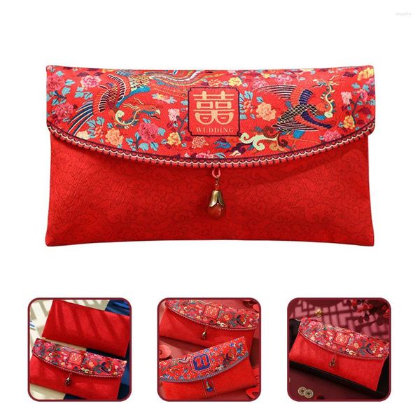 Emballage cadeau Enveloppe rouge de mariage Enveloppes de style chinois Accessoires pour cartes Tissu Fiançailles Paquets porte-bonheur