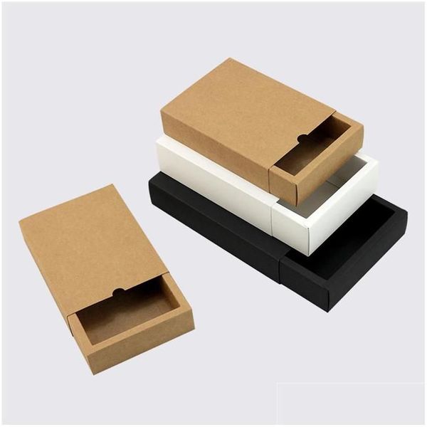 Cadeau cadeau blanc / noir / papier kraft der forme boîtes d'emballage de savon à la main différentes tailles boîte en gros lz1316 drop livraison maison ga dhz7g