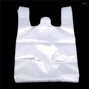Emballage cadeau blanc clair sac à provisions en plastique 100 pièces sacs de supermarché transparents avec poignée stockage d'emballage alimentaire