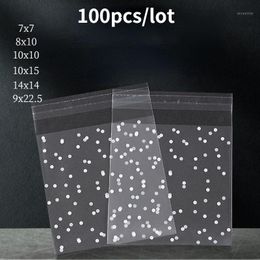 Cadeau cadeau blanc dot mat auto-adhésif sac bijoux cuit flocon de neige croustillant biscuit de bonbons 100 pcs / sac