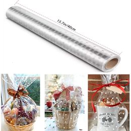 Emballage cadeau Sacs en cellophane à pois blancs Rouleau d'emballage en cellophane pour bouquets Arts et artisanat Paniers-cadeaux 40 cm x 30 m 231204