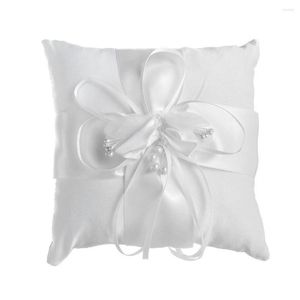 Envoltura de regalo Flor blanca Bud Boda Anillo nupcial Almohada Cinta Decoración Manual Decorativo Romántico Arco-Nudo Suministro