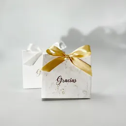 Geschenkwikkeling Witte Gracias Candy Bag Wedding Gunsten Dozen Verpakkingsdoos Verjaardag Kerstmis Douchefeest Decor
