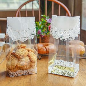 Geschenkverpakking White Lace Cookie Biscuit Bag Wedding Candy Bar Cupcake Package Box Verjaardagsfeestje Decor Kids Baby Shower Decoratie