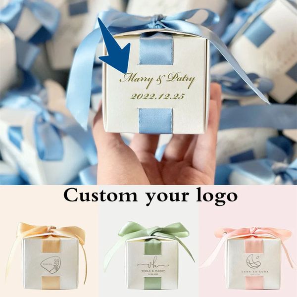 Cadeau cadeau boîte-cadeau en carton blanc avec emballage de ruban décoration de faveur de mariage boîte de chocolat support personnalisé gaufrage 231017