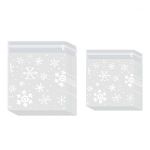 Papel de regalo Bolsa de plástico de copo de nieve blanca Bolsa de galletas de caramelo para hornear de celofán transparente1
