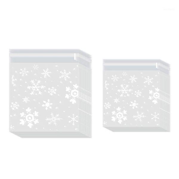 Emballage cadeau Sac en plastique de flocon de neige blanc Transparent Cellophane Cuisson Candy Cookie Bag1