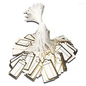 Geschenkwikkeling Witte tags met string- 1000 pcs Markering van gespannen schrifte prijslabels display sieraden (Golden Edge)