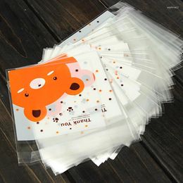 Envoltura de regalo al por mayor 100ps patrón de osos lotes auto adhesivos lotes de bricolaje sellado de bolsas de plástico