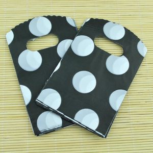 Enveloppe-cadeau en gros 150pcs / lot Dots Round Black Plastic Sac 9x15cm Small Charms Cadeaux Boancs Packaging Sacs avec poignée