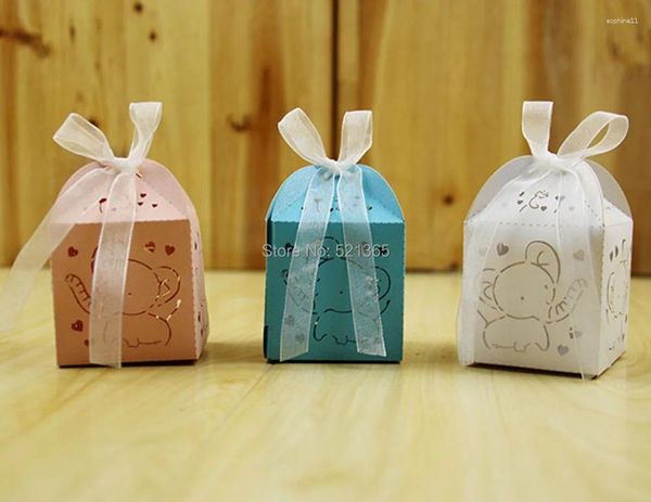 Envoltura de regalo al por mayor 3000 unids / lote encantador bebé elefante boda caja de dulces favor de fiesta cajas de chocolate dulce decoraciones de bolsa